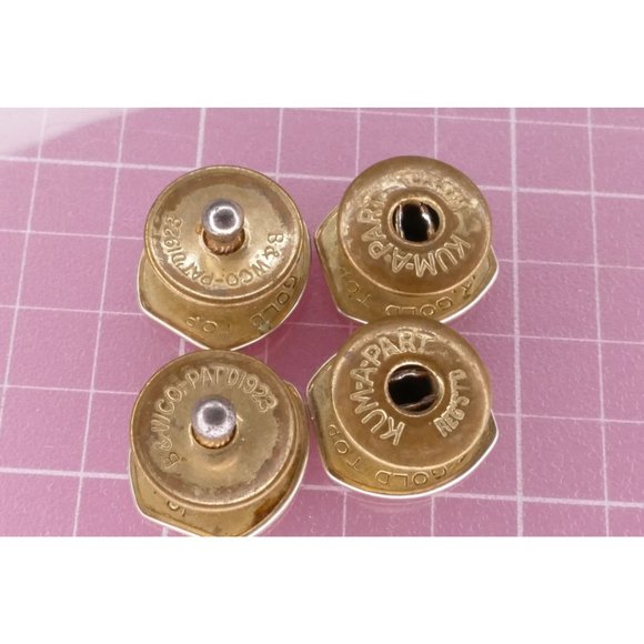 Art Deco Kum-A-Part Snap Link Cufflinks 10K Gold Tops Native American Design - Picture 3 of 8